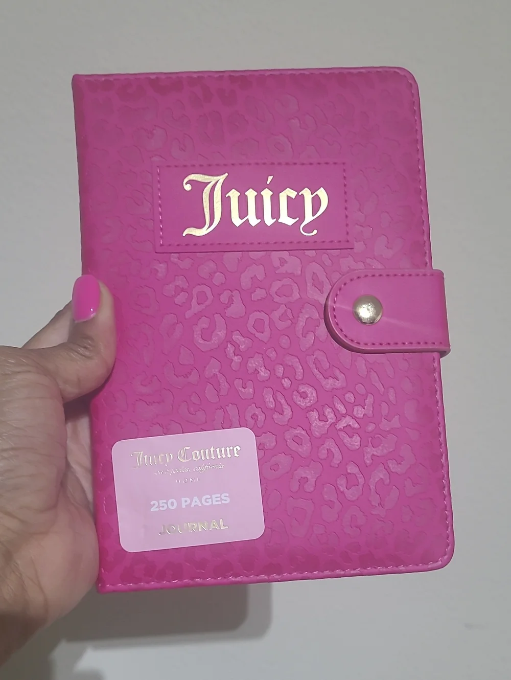 Juicy Couture Hot Pink Leopard-Embossed Journal with Gold Logo